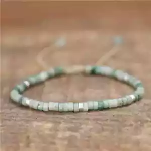 4mm Green Jade Tibetan Bead Bracelet Healing Balance Man Woman Gift Handmade - Picture 1 of 1