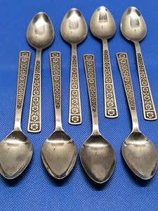 Imperial Edelstahl Japan 8 Stück 6 3/8" Löffel Blumenmuster Vintage - Bild 1 von 10
