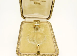 Antique Tie Pin 1920s Italy in Solid 18K Gold Quartz Citrine - Picture 1 of 9