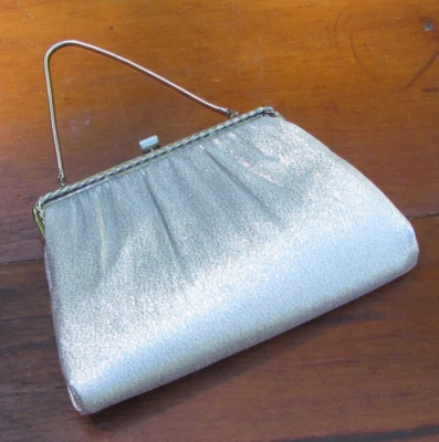 Cartera sin asas vintage HL EE. UU. Harry Levine plateada brillante boda fiesta año nuevo Foto 1 de 4