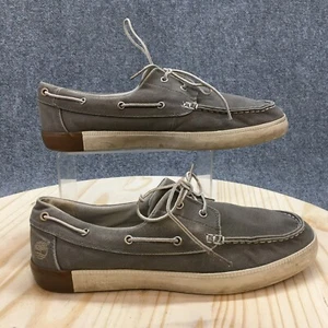 Timberland Shoes Mens 10 Newport Bay 2 Eye Casual Boat Gray Canvas Lace Up Moc - Picture 1 of 16