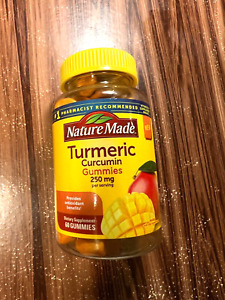 Nature Made Turmeric 250 MG Antioxidant Gummies 60 Ct Mango Gummy Curcumin NEW