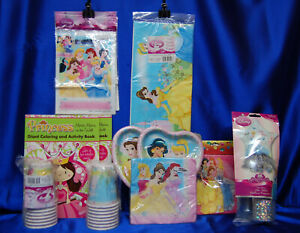 Disney Princess Party Set # 12 Cups Plates Napkins Tablecovers Lootbags Color