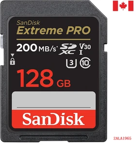 Carte mémoire SD SanDisk Extreme PRO 128 Go, UHS-I, U3, classe 10, SDXC 200 Mo/s, 4K - Photo 1 sur 8