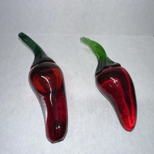 Vintage Blown Art Glass Red Chili Pepper Fruit 4inch" Figurine Paperweight - Picture 1 of 11
