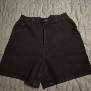 Vintage 90s Y2K Lee Shorts Sz 14 Med Denim Black Jean Grunge Indie Festival - Picture 1 of 11