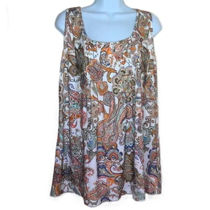 New Zeagoo Paisley Top Sleeveless Stretch Scoop Neck Pleats NWT Plus Sz 2XL - Picture 1 of 5