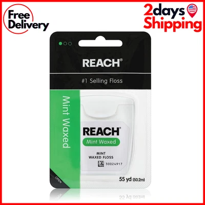 REACH Waxed Dental Floss, Mint, Plaque Remover for Teeth, Shred Resistant, 55 yd - Image 1 of 4
