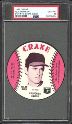 Nolan Ryan 1976 Crane Potato Chips Discs PSA Graded 10 GEM MINT, Angels, Rangers - Image 1 of 3
