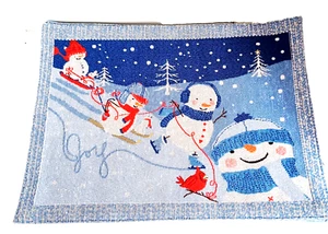 Nikolaus Quadrat 6er Set Tischsets Skifahren Schneemann Freude Spielen Winterszene - Bild 1 von 12