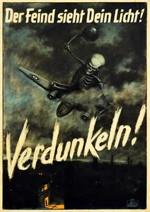 Luftschutz alemán Segunda Guerra Mundial ¡Mata las luces! Estampado de póster - Imagen 1 de 1