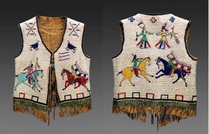 Gilet con perline Powwow Regalia vecchio stile americano Sioux completo con perline PRV203 - Foto 1 di 3