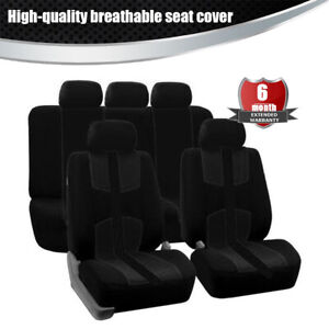 Universal Front+Rear 5 Seats Car Seat Cover Cushion Protector Mat Full Set Black