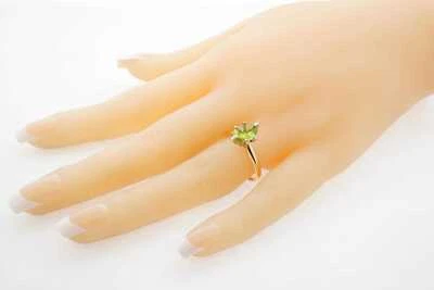 Estate Sale Peridot 14k Gold Ring Size 7.5 Lime Green Gemstone Vintage Jewelry - Image 1 of 4