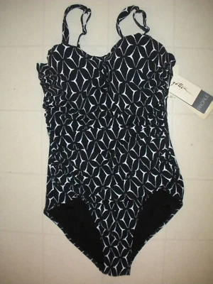 Profile by Gottex Black & White Supreme 1 PC Underwire Swimsuit Sz 10 D Cup  NWT - Image 1 of 2
