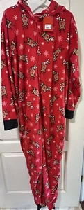 Christmas Family Matching Hoodie Pajamas Reindeer Jumpsuit Red Men’s LARGE NEW - Picture 1 of 5