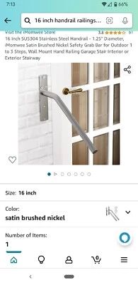 Barandillas de barandilla 16 pulgadas 1,25 pulgadas paquete de 2 peldaños de barra de agarre de seguridad - NUEVO Foto 1 de 3