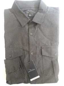 Marc Anthony men's L Black Cotton Slim Fit Dobby Pin dot Long Sleeve - Picture 1 of 5