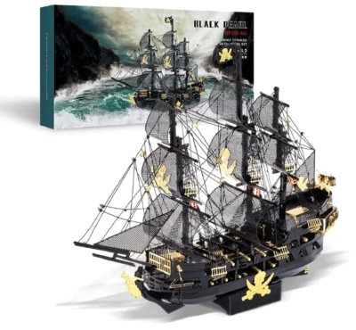 Rompecabezas 3D para Adultos Negro Perla Barco Pirata Modelo Kits Kit de Construcción de Embarcaciones Foto 1 de 4