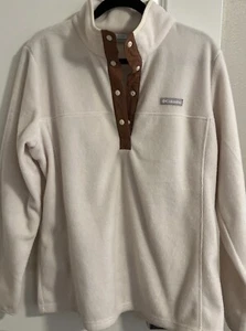 Pullover polar Columbia Benton Springs 1/2 Snap para mujer XL crema usado en excelente estado f2 - Imagen 1 de 8