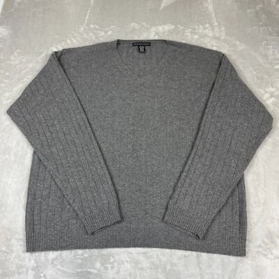 Мужской кашемировый свитер пуловер Geoffrey Beene размер XL серый с v-образным вырезом - Изображение 1 из 4