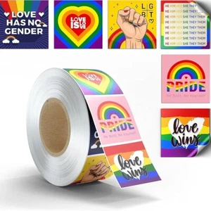 500 Pcs Pride Stickers LGBTQ+ Stickers Gay Pride Flag Stickers Bulk Roll New - Picture 1 of 9