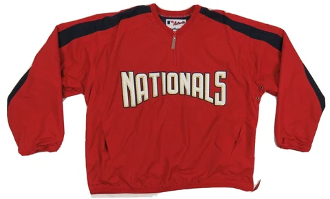 NWOT Washington Nationals Majestic Authentic Baseball 1/4 Zip Pullover Jacket L Cover