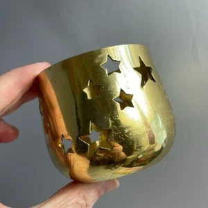 Brass Star Lattice MCM Votive Candle Holder - Picture 1 of 5