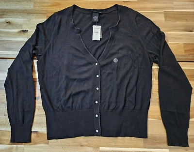 Cárdigan suéter de algodón delantero con botones Lane Bryant para mujer cuello negro talla 14/16 Foto 1 de 4