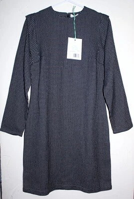 169,95€- PEOPLE TREE Kleid Leonie Shift Gr.38 S Strickkleid Schwarz Dress Weiß - Bild 1 von 4