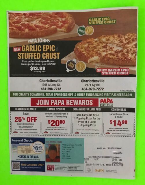 PAPA JOHNS PIZZA, Charlottesville - 2171 Ivy Rd - Menu, Prices