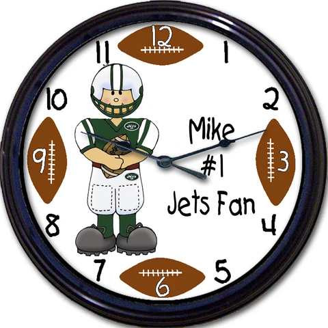 New York Jets Personalized Custom #1 Fan Wall Clock NFL Football Smith New 10" Cover