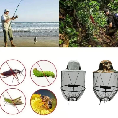Gorra de malla oculta cara cabeza exterior sol mosquito abeja insecto protección red sombrero Foto 1 de 4