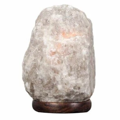 Grey Salt Lamp with Wood Base -- approx 8 in. - emits negative ions - Image 1 of 2