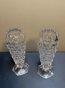 Set of 2 Vintage Fostoria American Bud Vase Cupped Clear Glass 6" - Picture 1 of 7