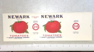 Etiqueta de enlatado de papel vintage NOS - TOMATES NEWARK - Edgett-Burnham Co - Imagen 1 de 2