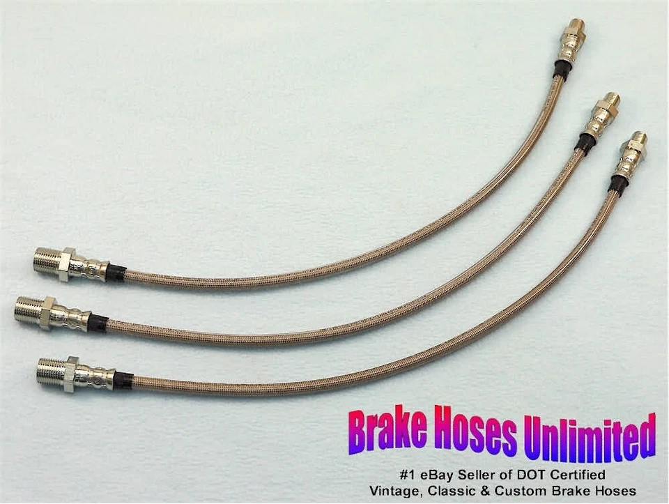 КОМПЛЕКТ ТОРМОЗНЫХ ШЛАНГОВ из нержавеющей стали Studebaker Dictator, Standard & DeLuxe 1935 1936 1937 - Изображение 1 из 1
