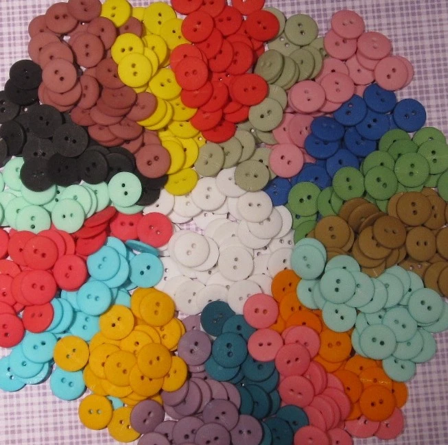 Hand Dyed ½" Round BUTTONS, 2 Holes, Assorted Colors, Lots of 20 or Mixed 40 - Image 1 of 1