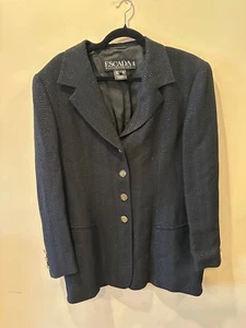 ESCADA Margaretha Ley Vtg Glam Black Blazer Sz 42 Lux Designer Statement Buttons - Picture 1 of 8