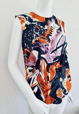 Blusa MARNI Top Blanco Algodón Italia Arte Pintado a Mano Anna Wintour Talla IT 40 S Foto 1 de 4