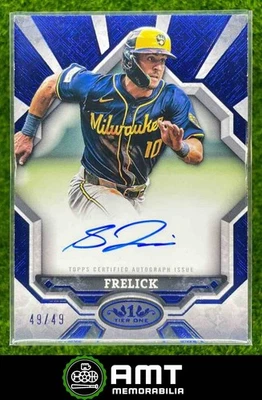 2025 Topps Tier One BOA-SF Sal Frelick Break Out Auto Blue Foil 49/49 Brewers - Image 1 of 3