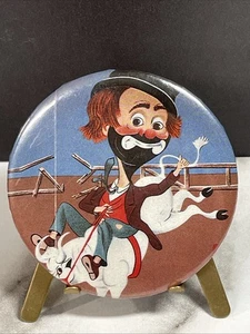 Emmett Kelly The Clown Bull Riding Pinback Button HS29c - Picture 1 of 2