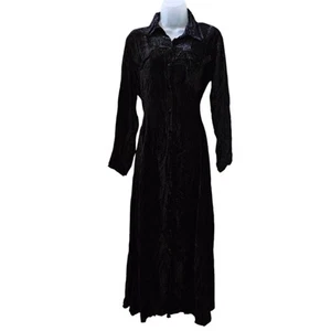 Kola P. Kleid 8 schwarz neu mit Etikett Samt Krawatte Maxi Viskose Knopfleiste Witchy Whimsigoth - Bild 1 von 15
