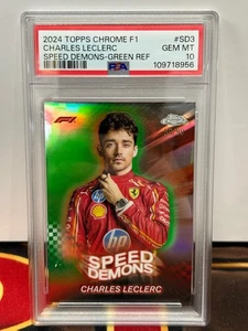 2024 Topps Chrome F1 Charles Leclerc Speed Demons refractor verde/99 PSA 10 POP - Imagen 1 de 2