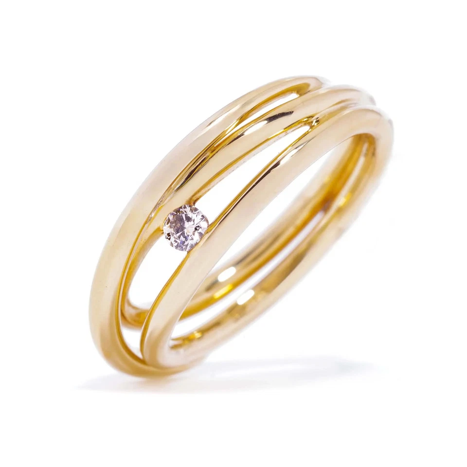 Goldring mit Synthetischen Diamant Ringgröße 54 besonderes Geschenk - Bild 1 von 4