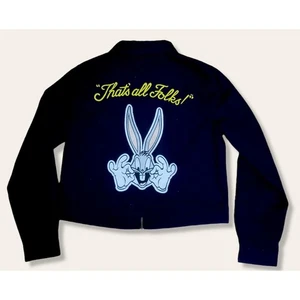 Vintage Looney Tunes Bugs Bunny "Thats All Folks" Damen bestickte Jacke M - Bild 1 von 5