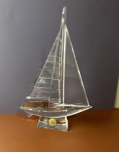 Vintage CRISTAL D'ARQUES Glass Sailboat Figurine 24% Lead Crystal 8” - Picture 1 of 6