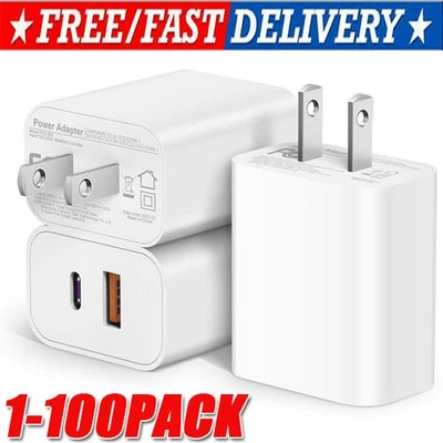 IPhone 16 15 13 12 11  20W Fast Charger Block USB Type C Wall Power Adapter Lot - Image 1 of 4