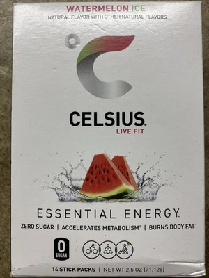 Gelo de melancia Celsius, 14 pacotes em movimento, 0,18 oz (5,08 g) cada - Imagem 1 de 4