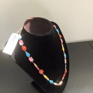 New BETSEY Johnson Gold Tone Back To School Collar Necklace Pencil & Stones $78 - Picture 1 of 11